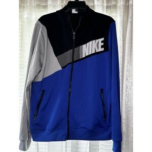 Nike Men's‎ Vintage Y2K Full Zip Jacket Size L Retro Blue Gray Black Gym Active